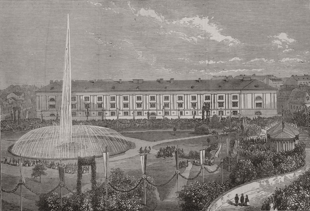 VIENNA WIEN. Opening of the new city water-works 1873 old antique print